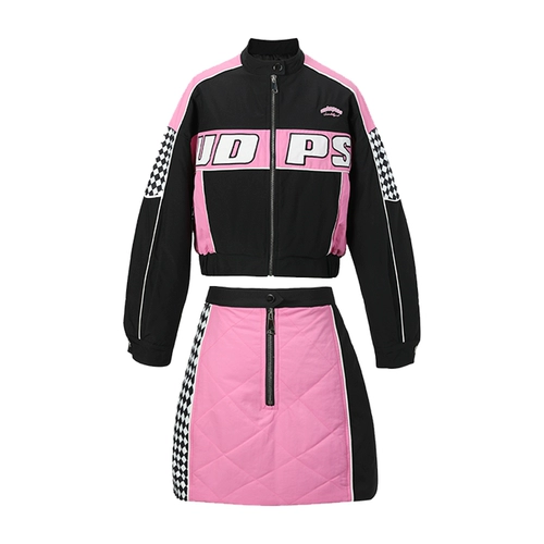 underpass Оригинальная стеганая розовая короткая куртка, комплект, с акцентом на бедрах