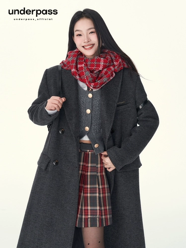 underpass Оригинальное дизайнерское ретро стеганое шерстяное длинное шерстяное пальто