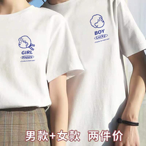 Couple dress 2023 new trend in spring and autumn short sleeve T - shirt in tide white cotton design
