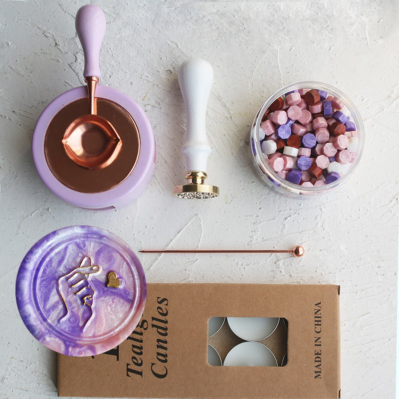 Romantic Meritocracy Wedding Fire Lacquer Furnaces New Hand Tools Fire Lacquer Seal Suit With Melting Pot Left Skimmer Spoon Snow Clear Purple-Taobao