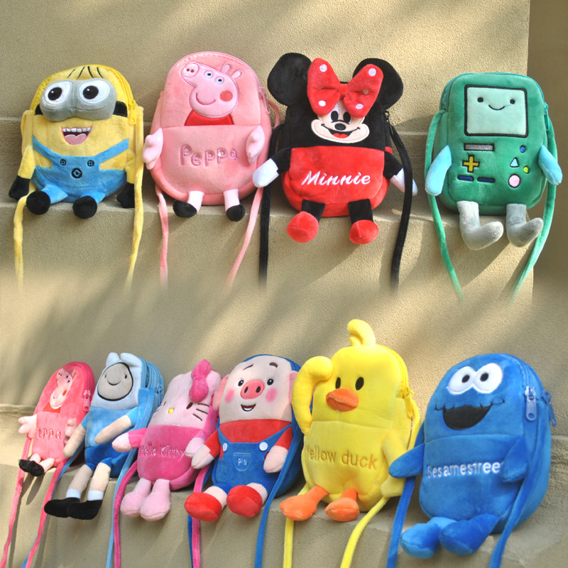 Cartoon dolls paparazzi girl children doll small yellow duck small bag with diagonal satchel with cartoon plush fashion toy bag