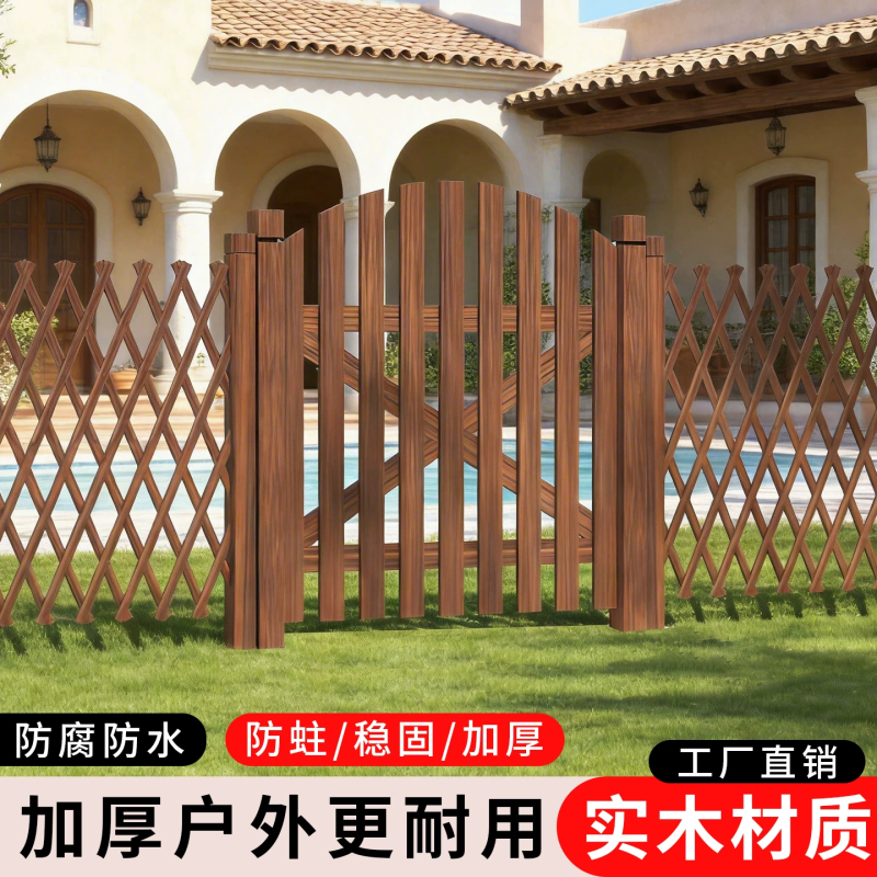 Fence Gate, Anti-Corrosion Wooden Gate, Double-Opening Fence Gate, Garden Gate, Small Yard Gate, Wooden Fence, Garden Door, Outdoor Courtyard Gate