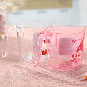 Hello kitty, измерительная кружка со шкалой, мультяшная пластиковая ручка, 300 мл