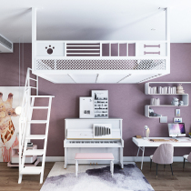 Simple modern Wrought iron hammock Small apartment Space-saving elevated bed Hanging loft Single upper duplex double bed