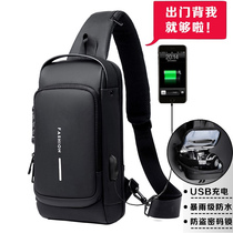 Black Tech Wave Bag Mens Chest Bag Casual Single Shoulder Bag Slanted Satchel Fashion Dazzling Locomotive Bag Burst Rider Backpack