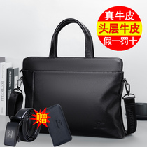 Head Layer Cow Leather Mens Bag Handbag Genuine Leather Business Bag Briefcase A4 Paper File Bag Mens Single Shoulder Inclined Satchel Bag