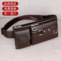 Genuine Leather Purse Men Bag Mobile Phone Bag Multifunction Large Capacity Mens Leisure Sports Small Leather Bag Inclined Satchel Bag Summer