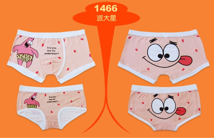 Full 2 ​​Pieces Cặp đôi hoạt hình dễ thương Quần lót Anime Funny Stitch Cotton Men Boxer Brief quan lot nu