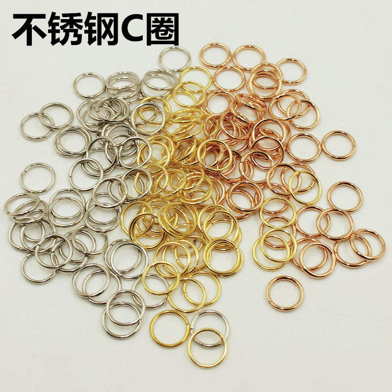 Stainless steel ultra-connection buckle gold base connecting ring C circle single ring with lap beads stainless steel color opening ring