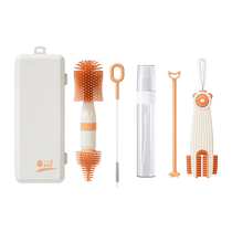 Portable bottle brush set baby-specific cleaning brush baby travel silicone storage box multi-function brush