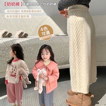 Child Clothing Girl Thickening Knit Grandma Pants Han Edition Baby Autumn Winter Dress New Children Wide Leg Casual Hair Line Long Pants