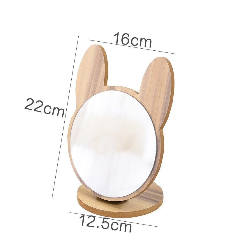 Cute pink girl heart children's room Desktop desktop single-sided makeup mirror Wooden cute beauty makeup mirror 