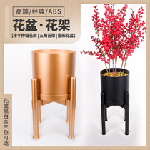 Plastic lacquered barrel flower simple large green flower pot with tray flower shelf home living room green plant potted