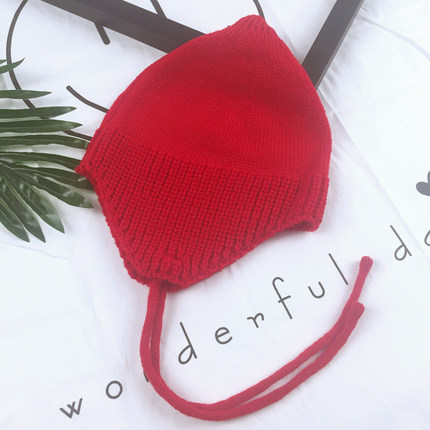 宝宝帽子针织女秋冬天1-3岁公主婴儿6-12个月