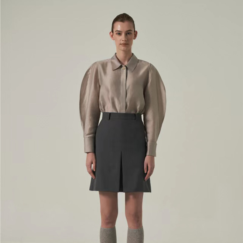 Korean Ged wool temperament skirt women's summer 2022 new solid color slit a-line skirt women's design sense niche