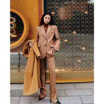 Why is Mei Sanguan so cool? Classic coffee color profile temperament suit jacket female autumn design sense high-end suit