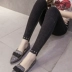 Quần legging nữ mặc quần thu đông 2018 chân giả denim màu đen phần mỏng cộng với quần nhung cao eo thon quần kaki nữ Khởi động cắt