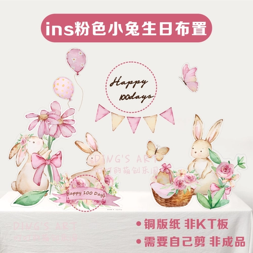 Ins Wind Pink Bunny Babies Flanchment Flunchment Полный ежемесячный линей