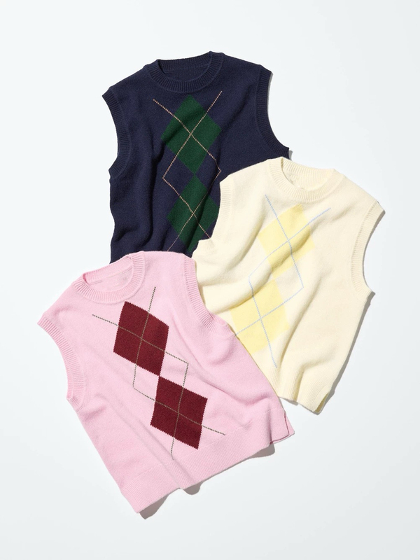 Asano U Family! Women's Clothing! Knitted Vest! Blended Fabric Round Neck College Style Retro Knitted Vest Autumn 487520