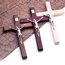 Catholic Holy Art Wooden hand-held bitter image Cross pendant Christian jewelry Large Rosary accessories