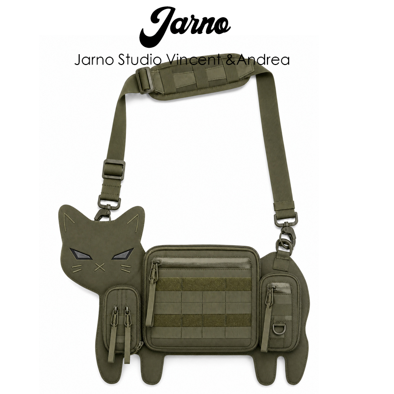 Personalized Functional Tactical Style Outdoor Lightweight Cat Crossbody Bag ins Unique Niche Non-Repetitive Animal Bag