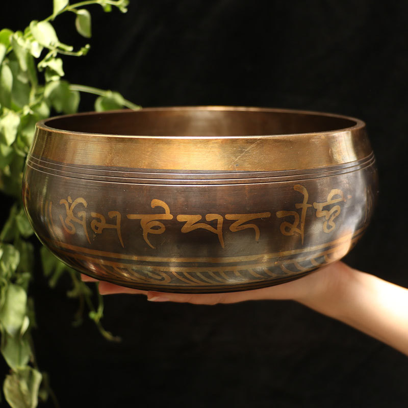Buddha's soundbowl Nepal scripted by Songsombowl Yoga meditation Sound Therapy Bowl Big 20cm Buddha Sound Bowl Bronze Chime Pendulum
