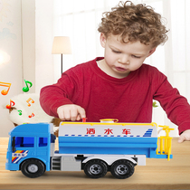 Children Electric Big Sprinkler Truck Engineering Car Boy Toy Car Baby Car Model Back Force Inertial Fire Truck