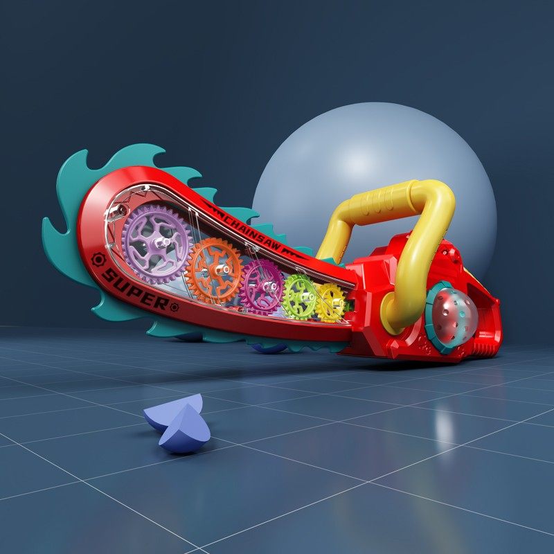 Children's electric transparent luminous gear toy electric saw boy head knife saw son sword toy luminous stick girl