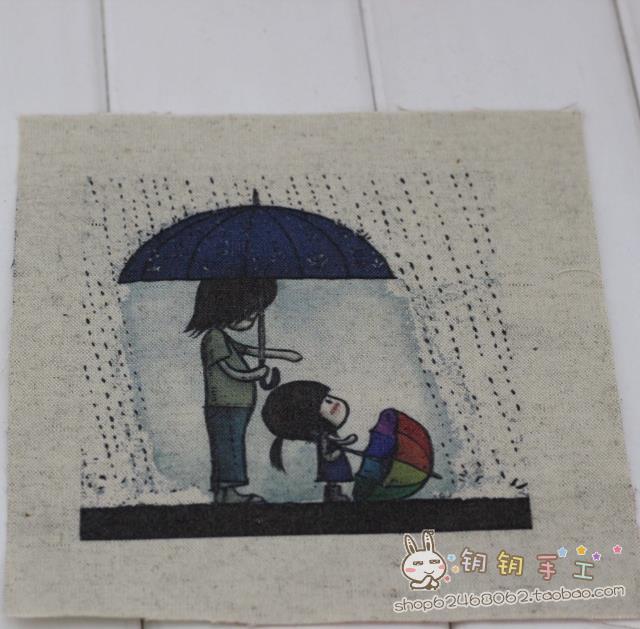Key Handmade Cô gái siêu dễ thương Tay nhuộm vải Hướng dẫn sử dụng Vải DIY In kỹ thuật số Cotton lanh 3 nhân dân tệ một mảnh giá vải cotton