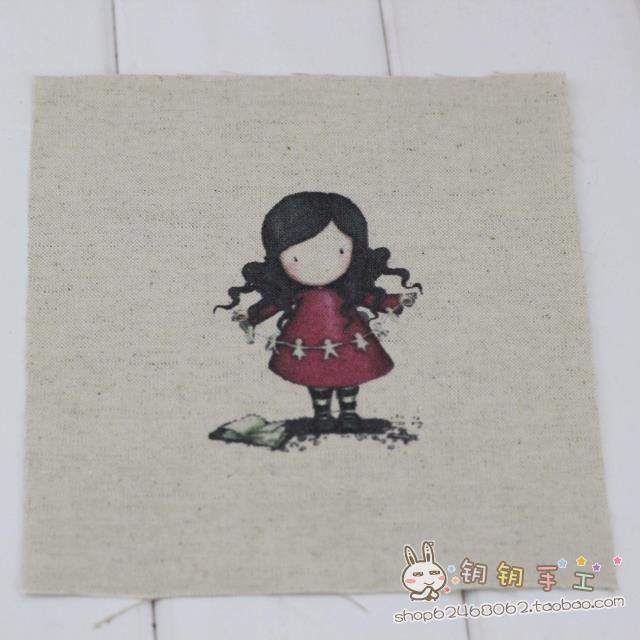 Key Handmade Cô gái siêu dễ thương Tay nhuộm vải Hướng dẫn sử dụng Vải DIY In kỹ thuật số Cotton lanh 3 nhân dân tệ một mảnh vải thun sọc