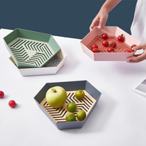  Fruit plate geometric living room creative household drain basket Simple candy plate hexagonal fruit plate snack plate