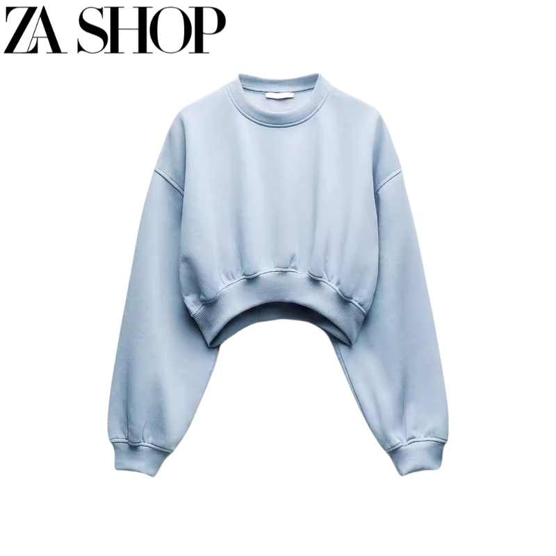 New Autumn and Winter Women's Round Neck Long-Sleeved Basic Short Sweatshirt High-Waisted Jogging Pants 8417804 8417803