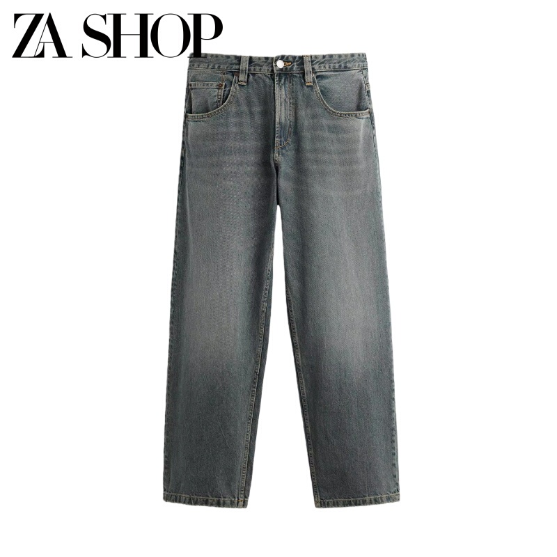 2026 New Men's Clothing, Multiple Color Options, Loose Fit, Washed American Casual Straight-Leg Washed Denim Pants 4048400