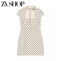 2026 Spring and Summer Women's Sweet Square Neck Short Sleeve Bow Decorated Short Mini Dress 2213777 4661309
