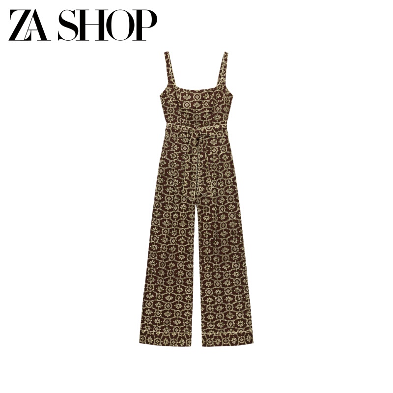 2026 Summer New Women's Fashionable and Elegant Round Neck Embroidered Hollow Strap Jumpsuit with Belt 2987964 2026 Summer New Women's Fashionable and Elegant Round Neck Embroidered Hollow Strap Jumpsuit with Belt 2987964
