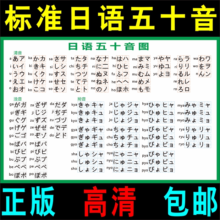 日语五十音挂图音标图日语初学50音表海报墙贴纸画入门自学日语