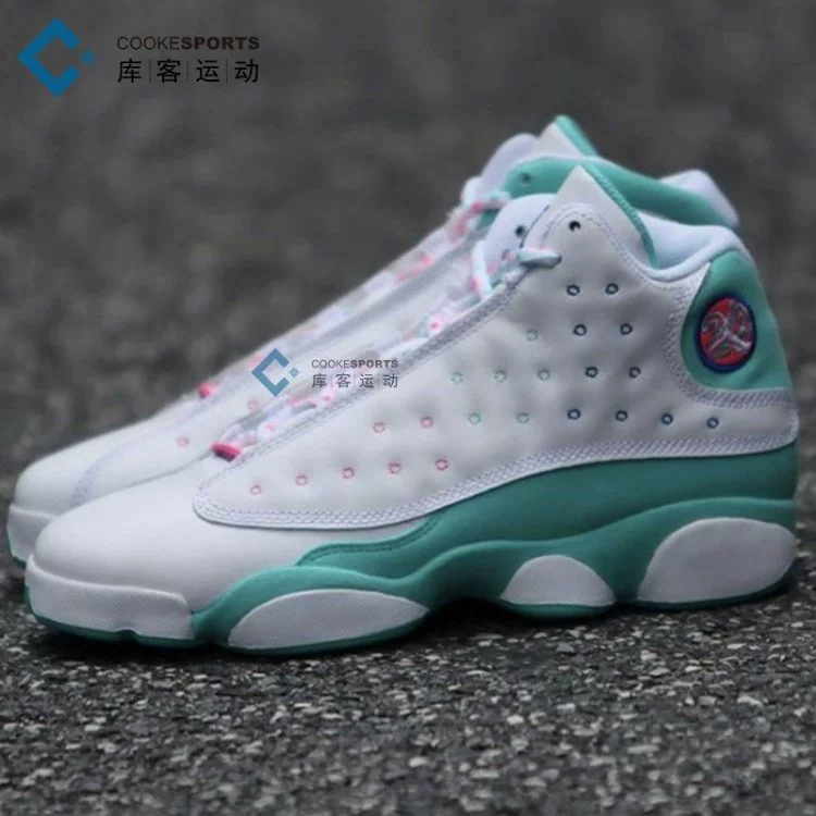 Giày bóng rổ Kuk Air Jordan Aurora AJ13 trắng xanh trứng giày cao cấp giày nữ 439358-100 - Giày bóng rổ