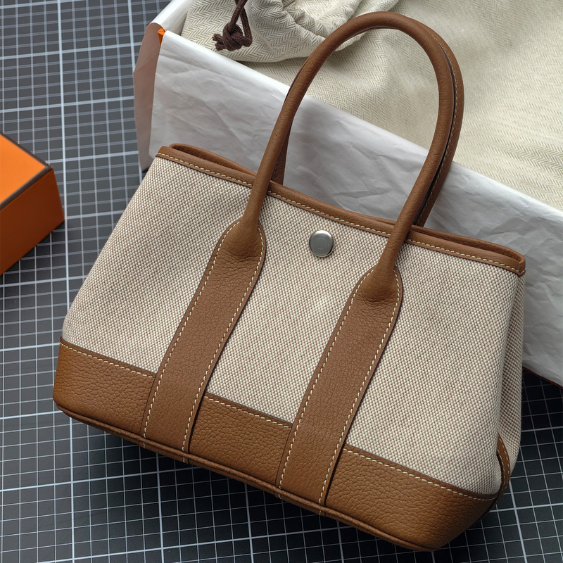 Fully Stitched Handmade Waxed Thread Canvas and Leather Mini Garden Bag 23cm Handbag Shoulder Bag Tote Bag Fully Stitched Handmade Waxed Thread Canvas and Leather Mini Garden Bag 23cm Handbag Shoulder Bag Tote Bag