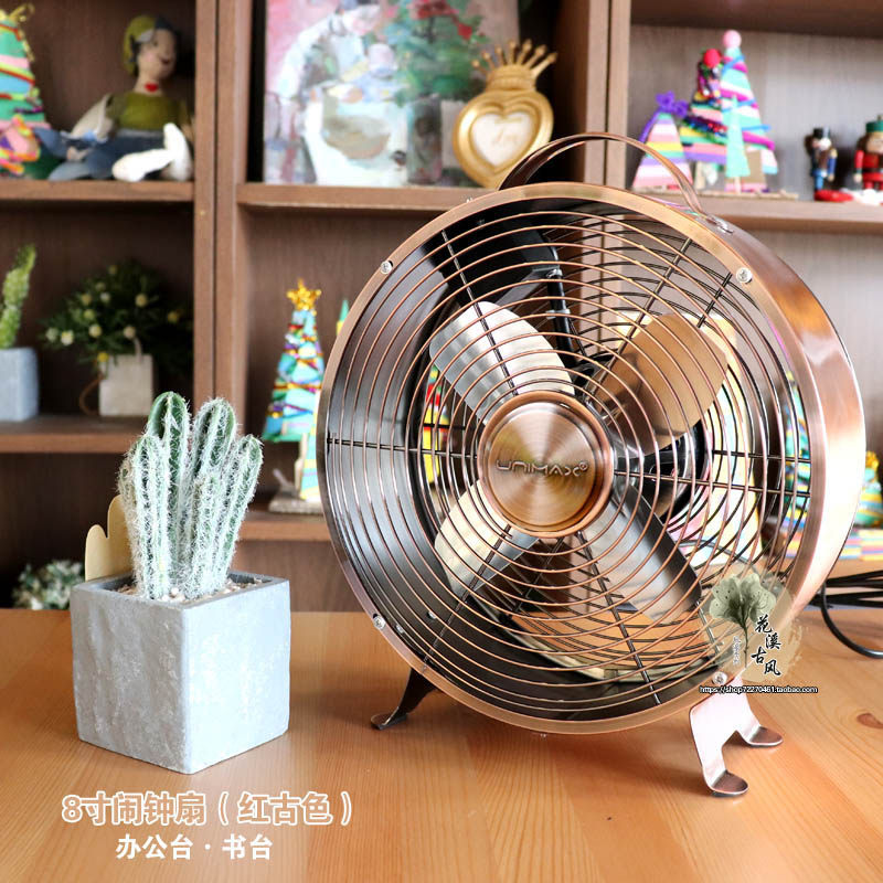 8 inch small fan cooling fan notebook desk fan retro desktop office student mini metal fan - Taobao