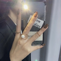 Net red ring Korean index finger pearl ring Female ins tide does not fade adjustable niche design sense Sterling silver exquisite