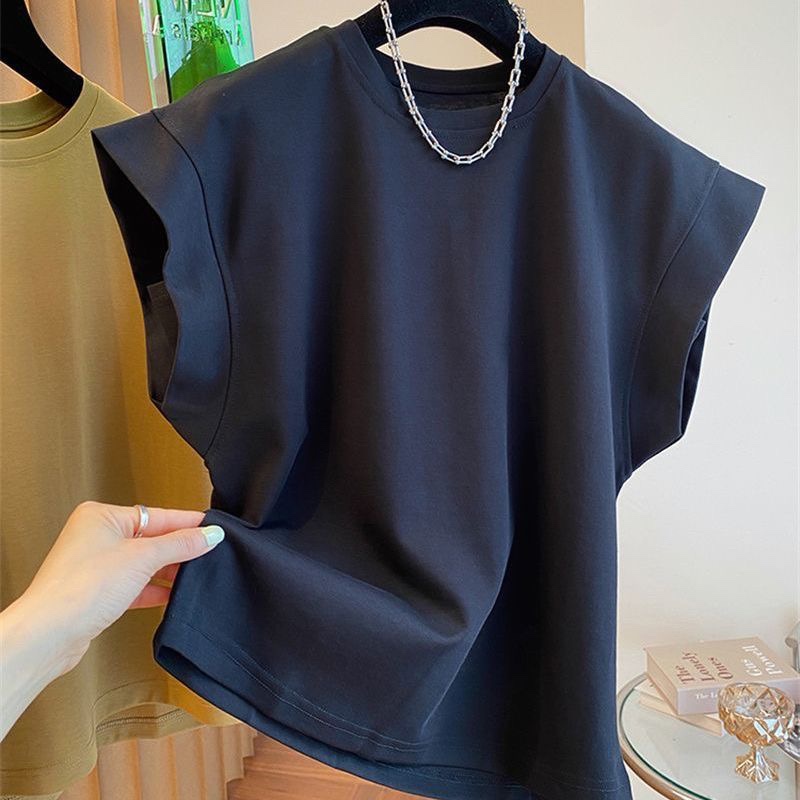 Short-Sleeve T-Shirt for Men, Summer Tank Top 2024 New Style, Super Popular Flutter Sleeve, Loose Fit, Slimming Sleeveless Top, Trendy and Cool