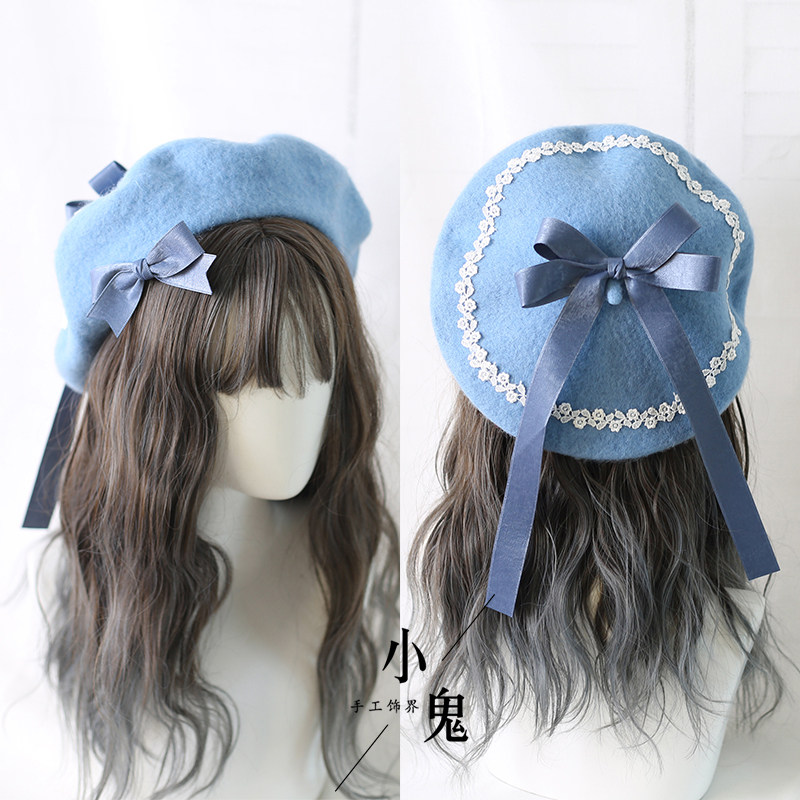 Lolita Girl Original Fashion Warm Handwork Hat Cute Bowknot  display picture 3