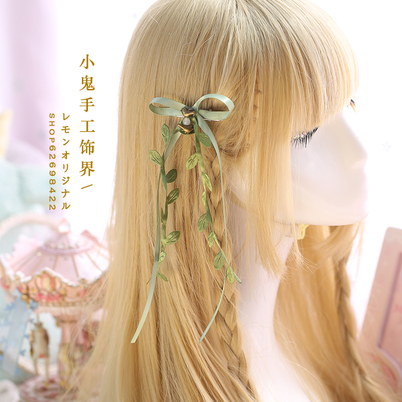 Mori cô gái ren matcha chim lồng lá clip phụ kiện tóc nơ tiara kẹp tóc Lolita KC headband kẹp tóc nơ