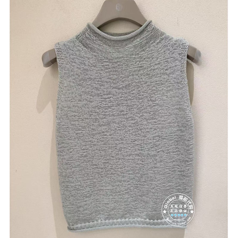 Nuts Domestic Purchasing Agent 2026 Summer Solid Color Stand Collar Fashionable and Elegant Sleeveless Knitted Vest 7280559A1