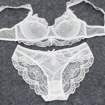 Underwear and underwear set of womens ultra-thin transparent this year red ultra-thin lace sexy bra set bride red White