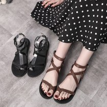 Sandshoe Women Flat Bottom Shoe Clip Finger Clip Toe Flat-bottomed Sandgirl Schoolgirl 2019 New Korean version of minimalist wearing 100 hitch