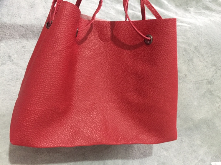 Foreign Trade European and American Style Large Bucket Bag Imported Leather Boston Handbag Single Shoulder Bag with Lychee Pattern Mother-Child Bag