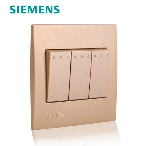 Siemens Switching Lingzhi Series Champagne Gold Three -Link One Control Switch Три -открытый флуоресцентный коммутатор