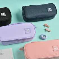 Pen bag ins Japanese large-capacity high-value boys and girls Net red storage bag multifunctional stationery box simple and cute elementary school students new popular pencil pen box zipper canvas bag