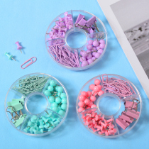 Multifunctional office combination four-piece set paper clip 40 I-shaped nails 30 round ball nails 30 dovetail clips 5 small financial office organizes office stationery supplies